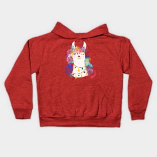 Llama diamond 6-rainbow version Kids Hoodie